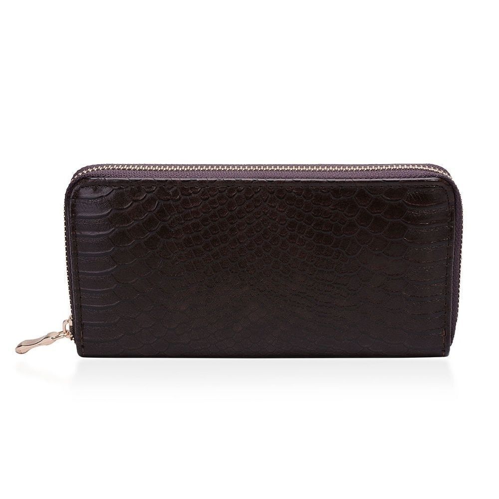 Wallet Purse Clutch Over Size Zip Closure Brown